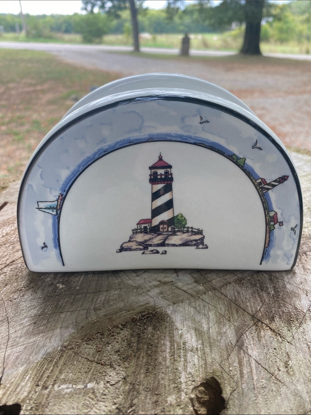 Vintage coastal Lighthouse Napkin Holder